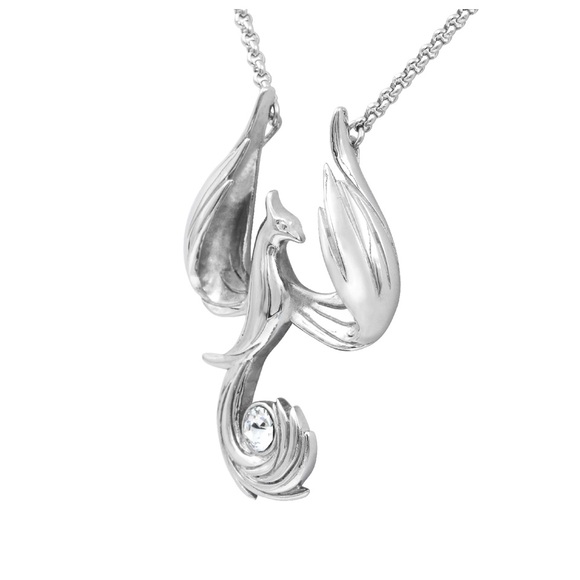 Phoenix Necklace with 5.5mm Austrian Crystal- Bird I’d Paradise- NWT Stainless - Picture 2 of 4